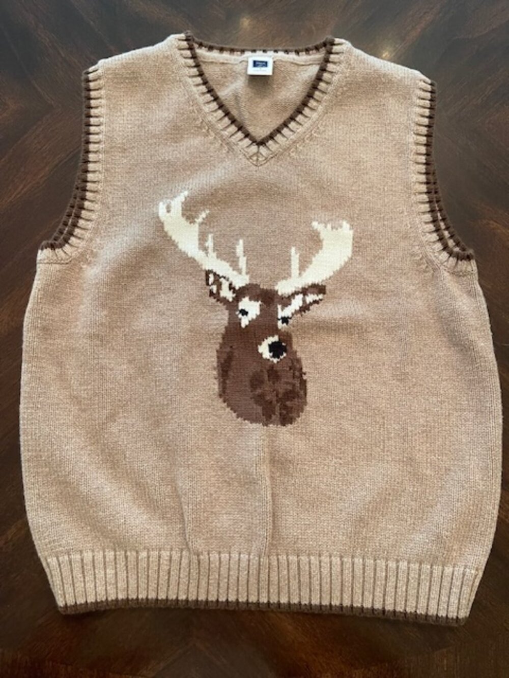 Janie and Jack Holiday Boys Sweater Vest Stag Deer Buck Boys Size 7, 100% Cotton